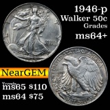 1946-p Walking Liberty Half Dollar 50c Grades Choice+ Unc