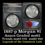 ANACS 1887-p Morgan Dollar $1 Graded ms62 By Anacs