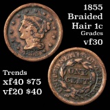 1855 Braided Hair Large Cent 1c Grades vf++