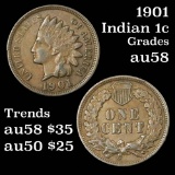 1901 Indian Cent 1c Grades Choice AU/BU Slider