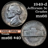 1949-d Jefferson Nickel 5c Grades GEM+ Unc