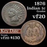 Key date 1876 Indian Cent 1c Grades vf, very fine