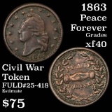 1863 Peace Forever Civil War Token Grades xf