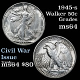 1945-s Walking Liberty Half Dollar 50c Grades Choice Unc