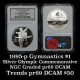 NGC 1995-p Gymnastics Modern Commem Dollar $1 Graded pr69 DCAM By NGC