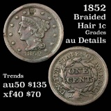 1852 Braided Hair Large Cent 1c Grades AU Details