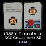 NGC 1953-d Lincoln Cent 1c Graded ms65 RD By NGC