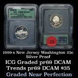 1999-s New Jersey Silver State Quarter 25c Graded pr69 DCAM By ICG