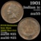 1901 Indian Cent 1c Grades Choice AU