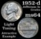 1952-d Jefferson Nickel 5c Grades Choice Unc