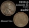 1919-p Lincoln Cent 1c Grades AU, Almost Unc