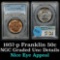 PCGS 1957-p Franklin Half Dollar 50c Graded unc details By PCGS
