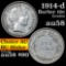 1914-d Barber Dime 10c Grades Choice AU/BU Slider