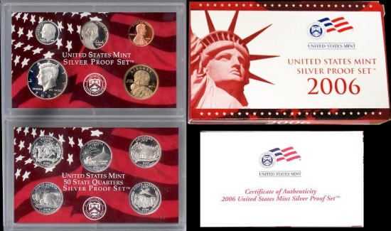 2006 United States Mint Silver Proof Set - 10 pc set, about 1 1/2 ounces of pure silver