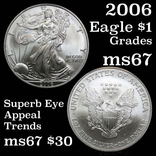 2006 Silver Eagle Dollar $1 Grades GEM++ Unc