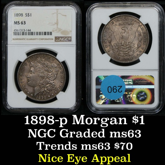 NGC 1898-p Morgan Dollar $1 Graded ms63 by NGC