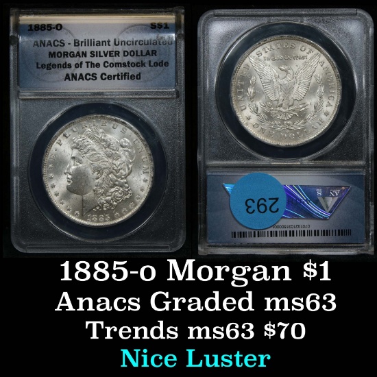ANACS 1885-o Morgan Dollar $1 Graded ms63 By Anacs