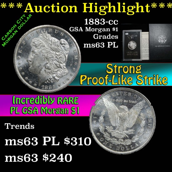 ***Auction Highlight*** 1883-cc Morgan Dollar $1 Grades Select Unc PL (fc)