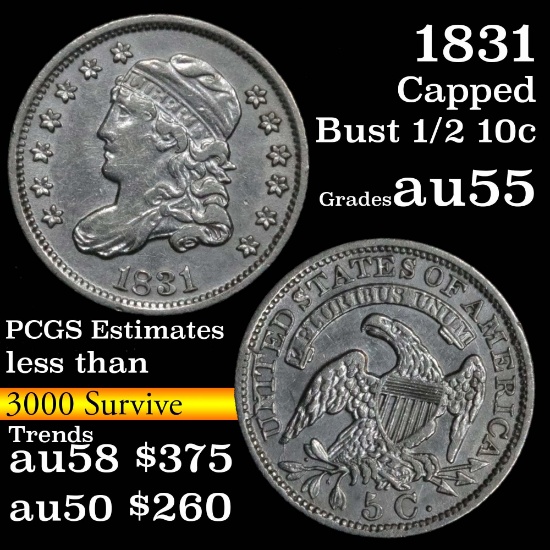 1831 Capped Bust Half Dime 1/2 10c Grades Choice AU (fc)