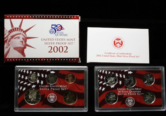 2002 United States Mint Silver Proof Set - 10 pc set, about 1 1/2 ounces of pure silver
