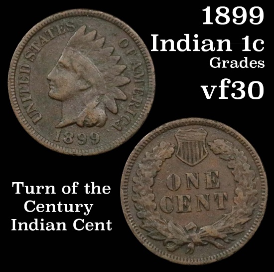 1899 Indian Cent 1c Grades vf++