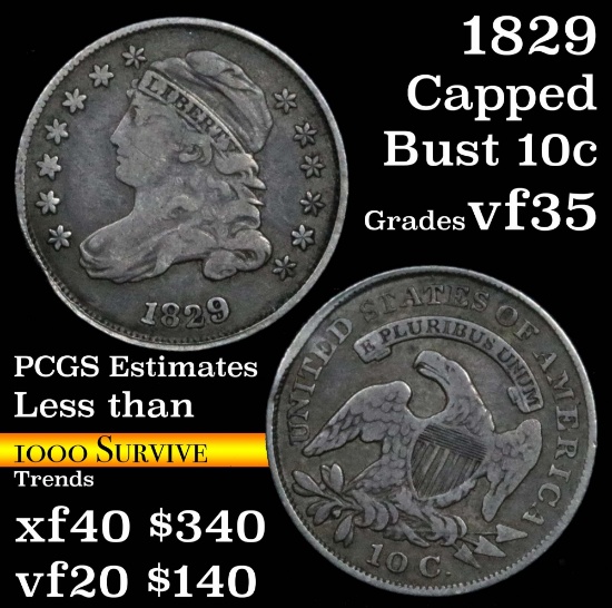 1829 Capped Bust Dime 10c Grades vf++ (fc)