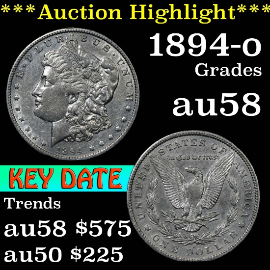 ***Auction Highlight*** Key date 1894-o Morgan Dollar $1 Grades Choice AU/BU Slider (fc)