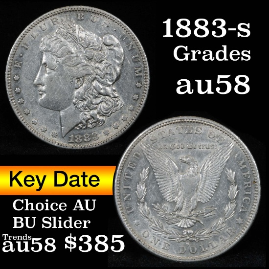 Key date 1883-s Morgan Dollar $1 Grades Choice AU/BU Slider (fc)