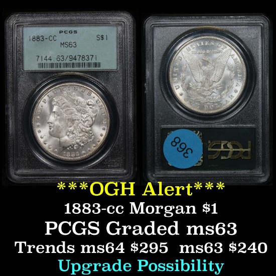 PCGS 1883-cc Morgan Dollar $1 Graded ms63 by PCGS OGH (fc)