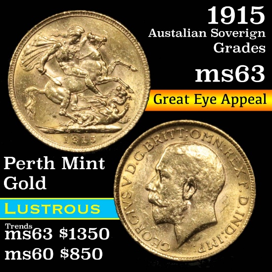 1915 Australian Sovereign Grades Select Unc