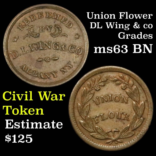 Union Flour, D.L. Wing & Co. Albany NY Store Card Token Grades Select Unc BN