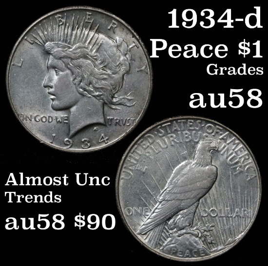 1934-d Peace Dollar $1 Grades Choice AU/BU Slider