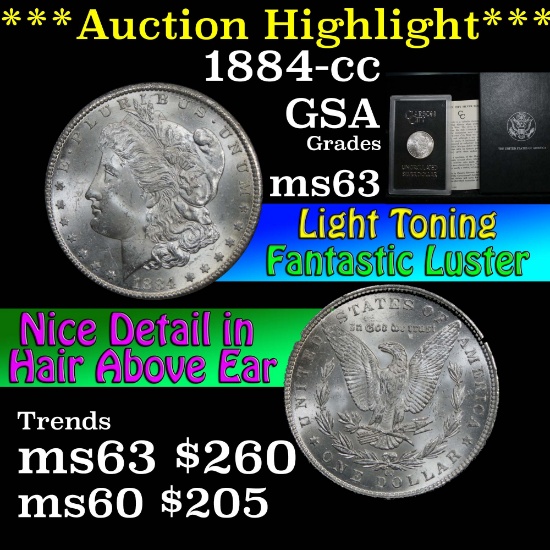 ***Auction Highlight*** 1884-cc Morgan Dollar $1 Grades Select Unc (fc)