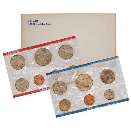 1980 U.S. Mint Set includes 2 Susan B. Anthony Dollars  in Original Government Packaging
