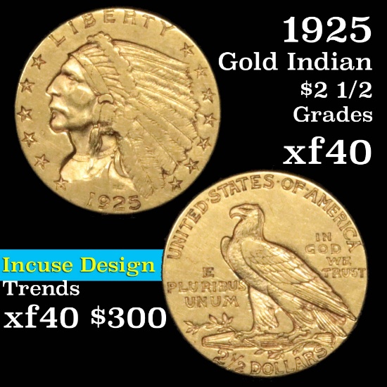 1925-d Gold Indian $2 1/2 Grades xf (fc)