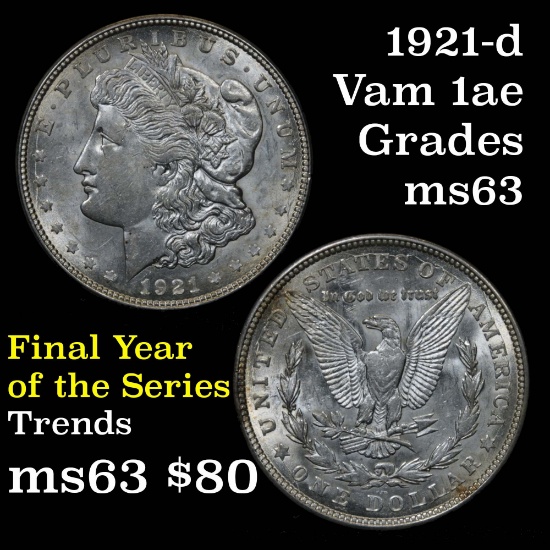 1921-d Vam 1AE1 Morgan Dollar $1 Grades Select Unc