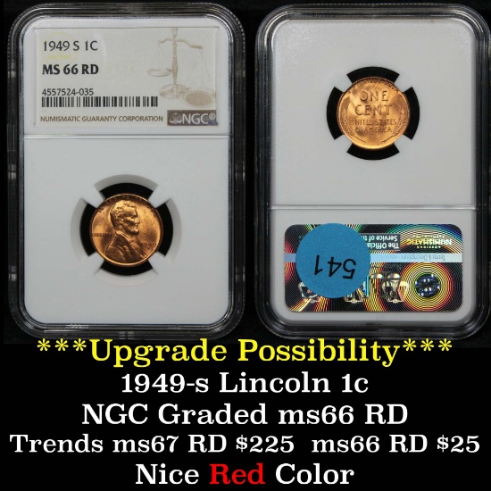 NGC 1949-s Lincoln Cent 1c Graded ms66 RD By NGC