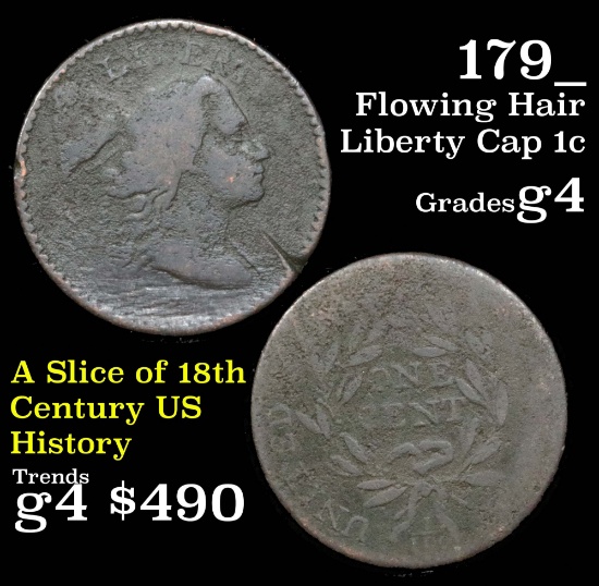 179_ Flowing Hair Liberty Cap large cent 1c Grades g, good (fc)