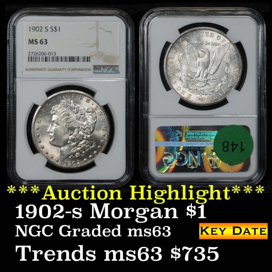 ***Auction Highlight*** NGC 1902-s Morgan Dollar $1 Graded ms63 By NGC (fc)