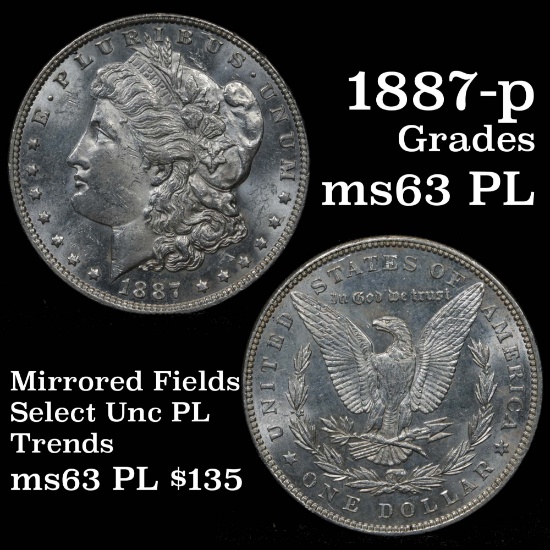 1887-p Morgan Dollar $1 Grades Select Unc PL
