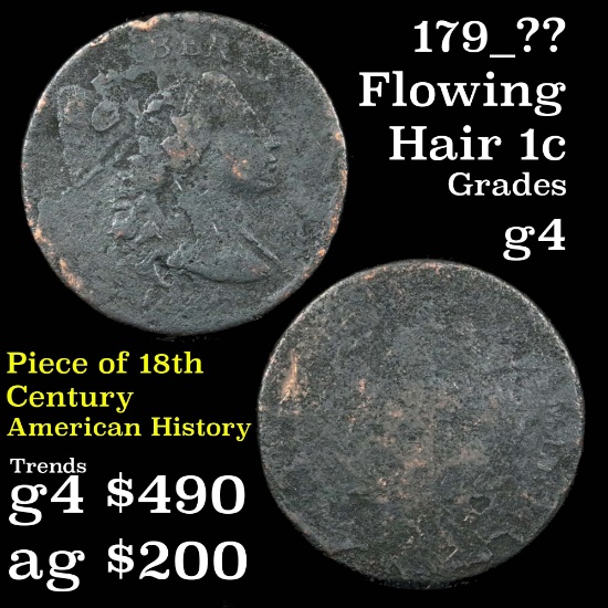 179_ Flowing Hair Liberty Cap large cent 1c Grades g, good (fc)