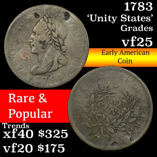 1783 'Unity States' United States 1c Grades vf+