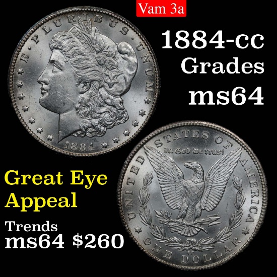 1884-cc Vam 3A Morgan Dollar $1 Grades Choice Unc (fc)
