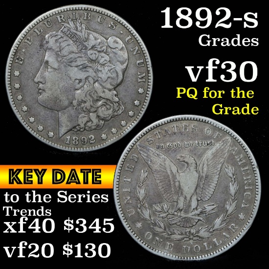 Key date 1892-s Morgan Dollar $1 Grades vf++ (fc)