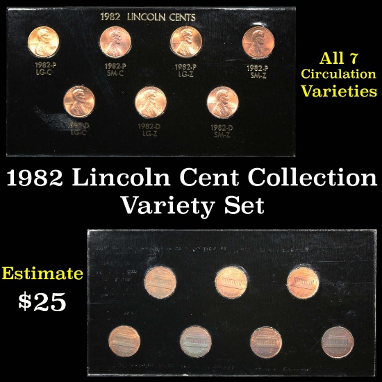 1982 Lincoln Cents Collection 7 pcs - Coin variety set