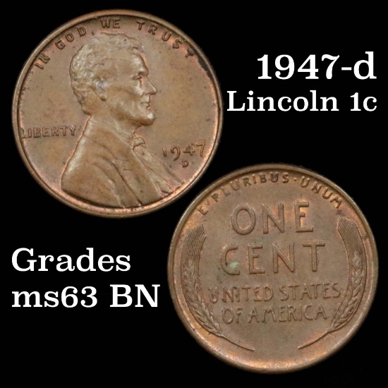 1947-d Lincoln Cent 1c Grades Select Unc BN