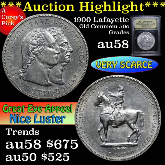 ***Auction Highlight*** 1900 Lafayette Lafayette Dollar $1 Graded Choice AU/BU Slider by USCG (fc)