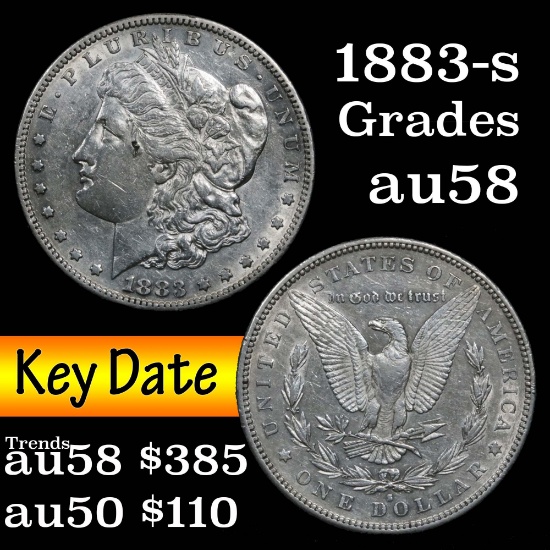 Key date 1883-s Morgan Dollar $1 Grades Choice AU/BU Slider (fc)