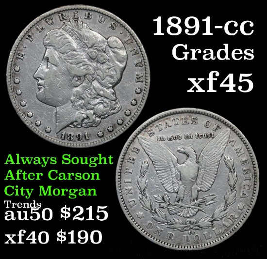1891-cc Morgan Dollar $1 Grades xf+ (fc)