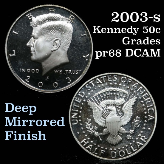 2003-s Silver Proof Kennedy Half Dollar 50c Grades GEM++ Proof Deep Cameo
